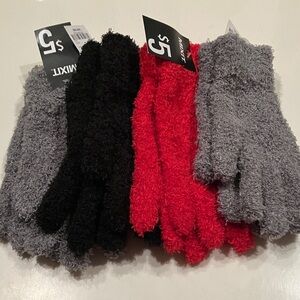 Mixit Black, Red, and Gray Fuzzy Gloves